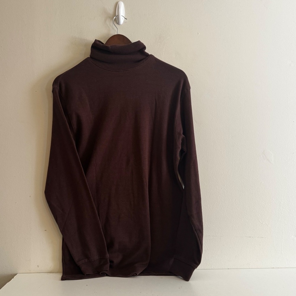 VTG Women's S Chocolate Brown Turtleneck Long Sleeve Cotton Blend Fall Layers